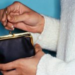 A woman's hands holding a small change wallet.